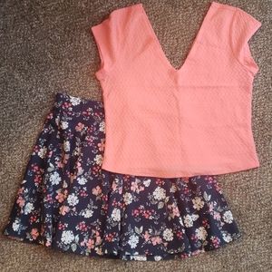 NWOT - Floral Skater Skirt and Top Set